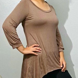 POLIANA SOLID ASYMMETRICAL RAW EDGE HEM TUNIC